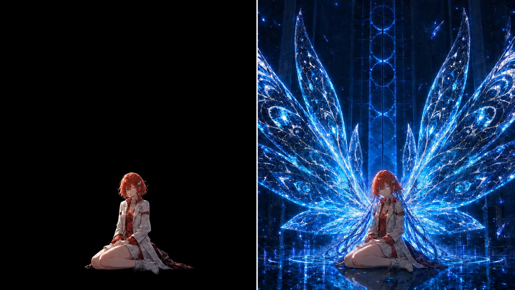 Tap and hold image preview showing a hidden character on a black background